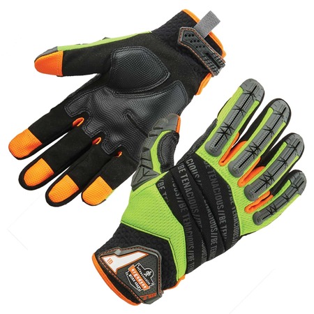 ERGODYNE 924 2XL Lime Hybrid Dorsal Impact-Reducing Gloves 17686
